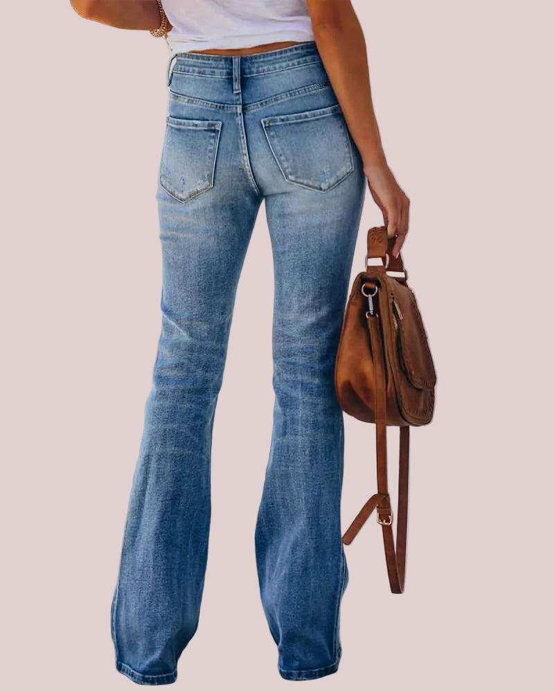 High-rise Stretch Flared Jeans