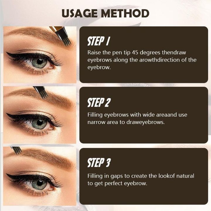 3D Waterproof Microblading Eyebrow Pen 4 Fork Tip Tattoo Pencil