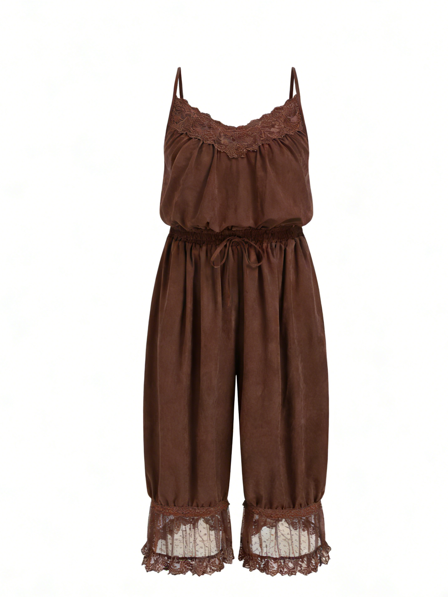 Women's Lace Camisole Jumpsuit with Cropped Trousers
