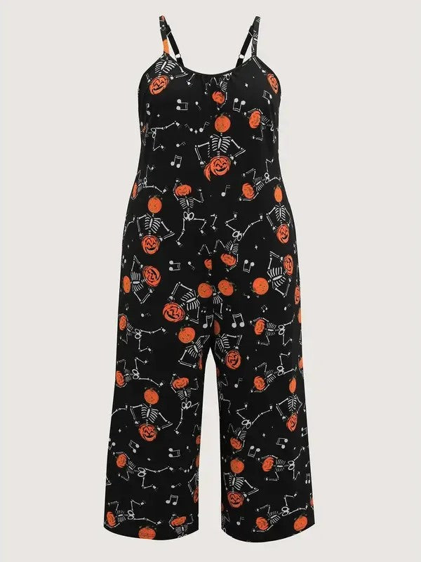 Women's Pumpkin Skeleton Pajama Jumpsuit
