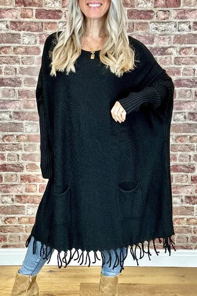 Thread Of Streamlined Large Bat Sleeve Knit Sweater