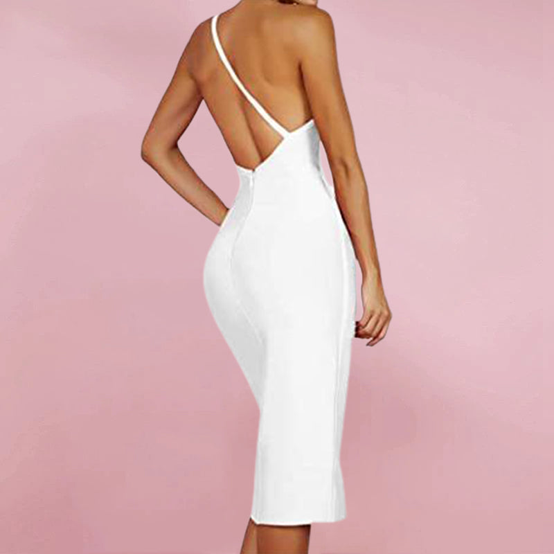 Women's One Shoulder Bandage Midi Dress