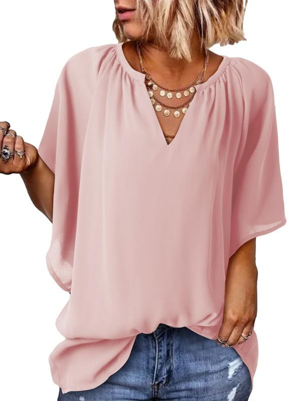 Women's Lightweight V Neck Flowy Blouse