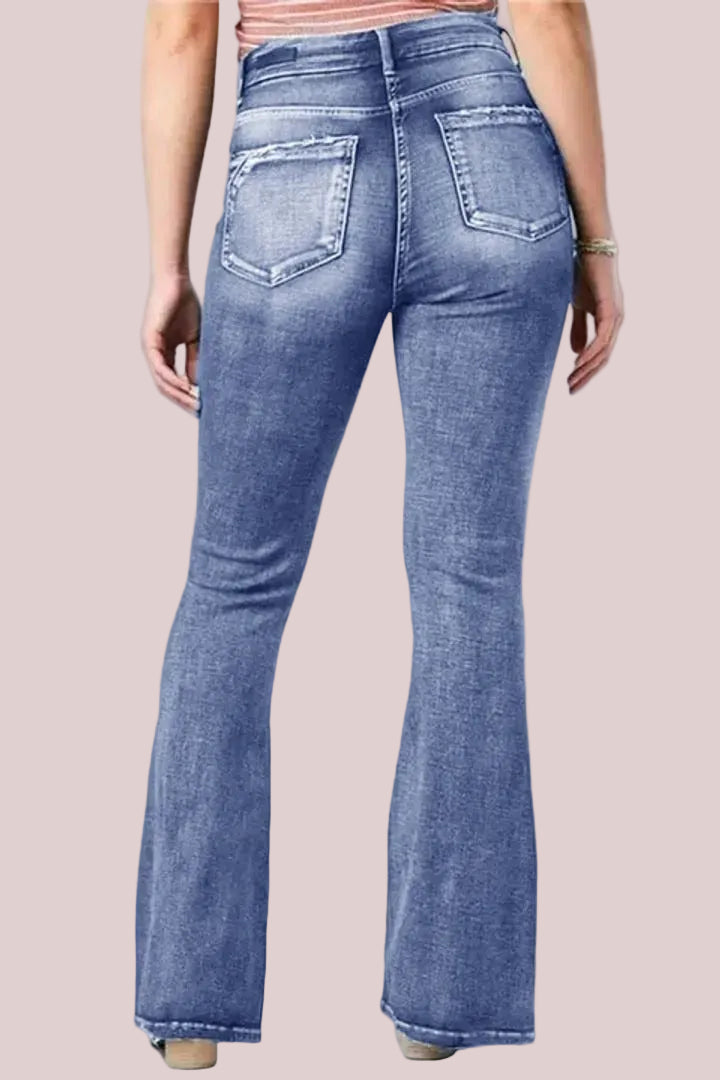 Vintage Button Mid Rise Flared Jeans