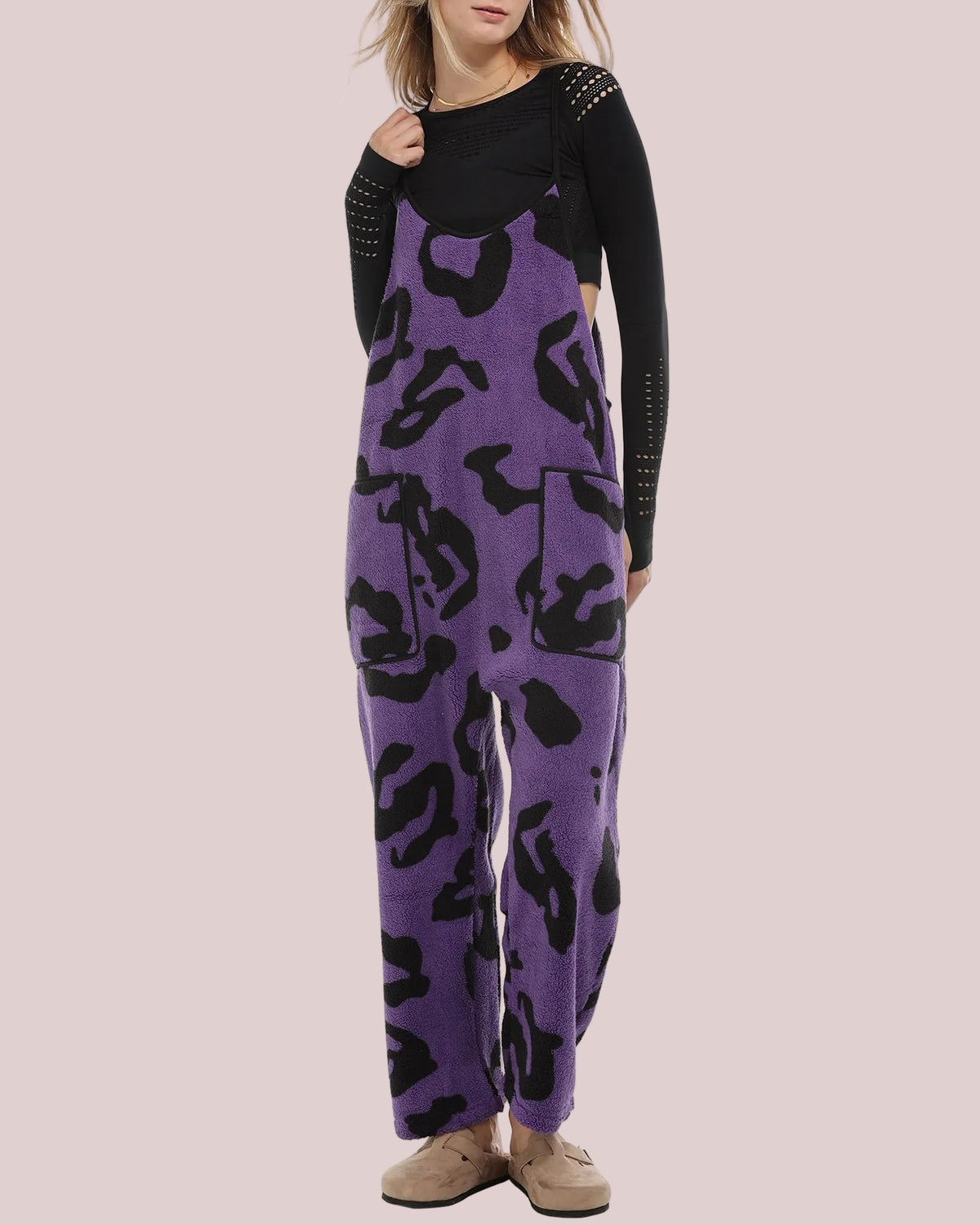 Women's Adjustable Strap Fleece Jumpsuit