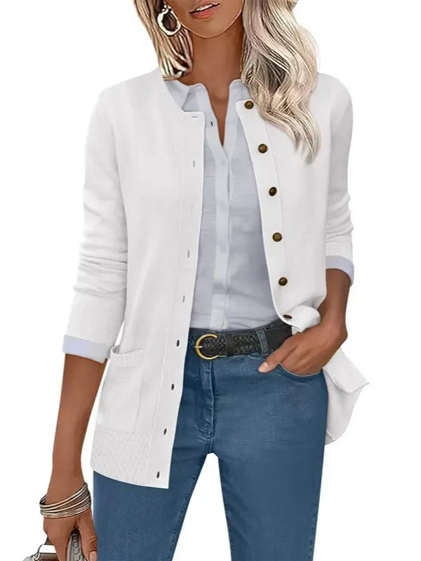 Women's 2026 Fall Casual Long Sleeve Crewneck Cardigans