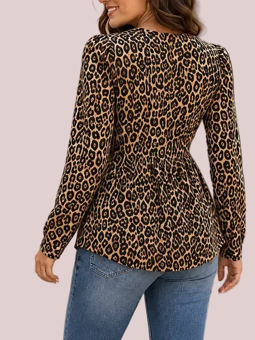 Women's V‑Neck Babydoll Print Tunic Top