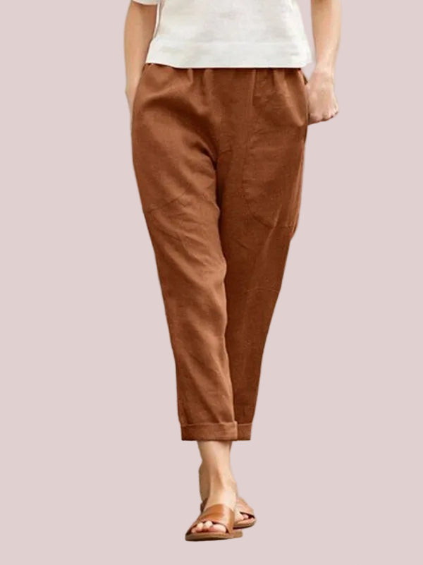 Linen-cotton Women's Large Size Loose Pants