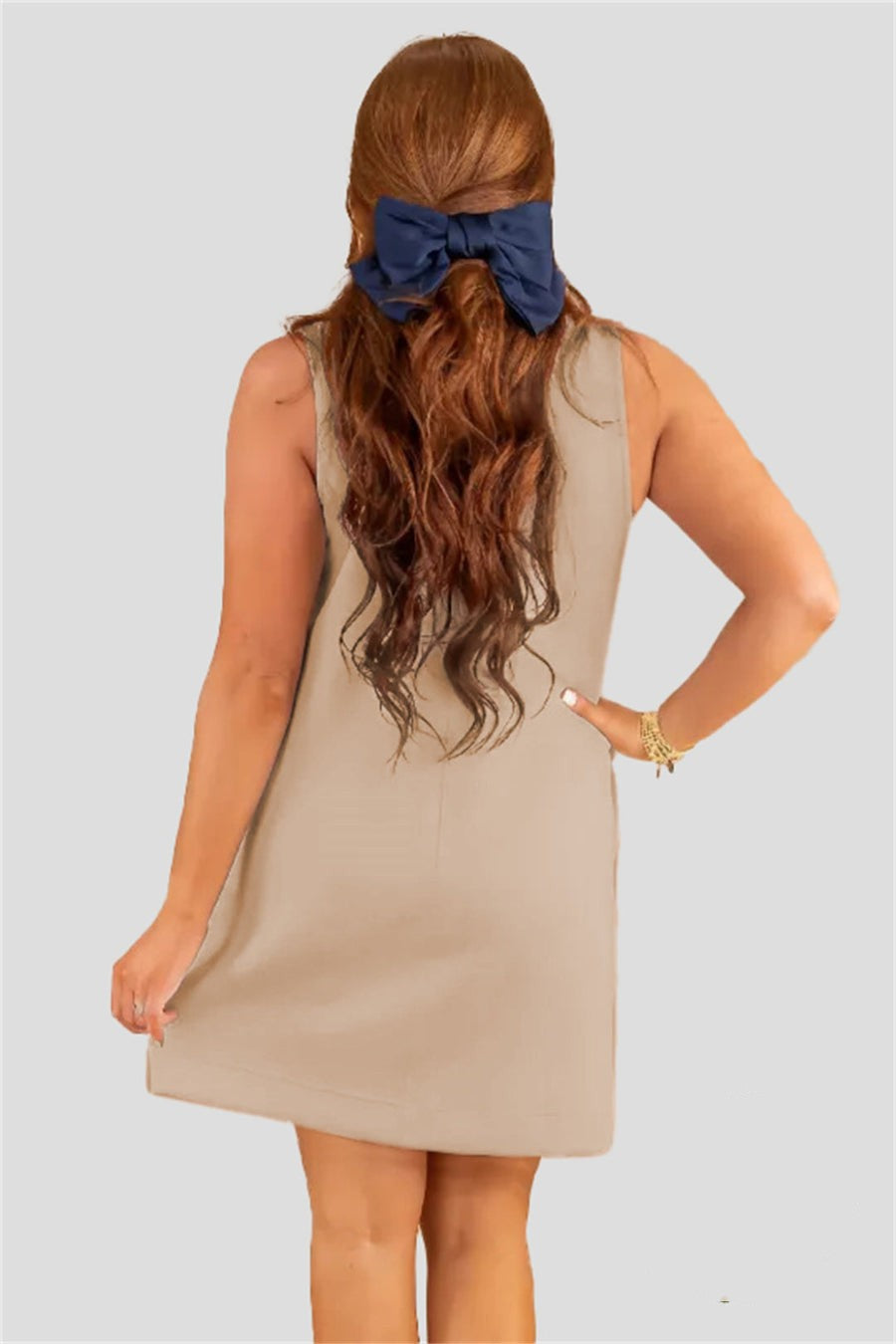 Solid Color Sleeveless Loose Dresses With Pockets