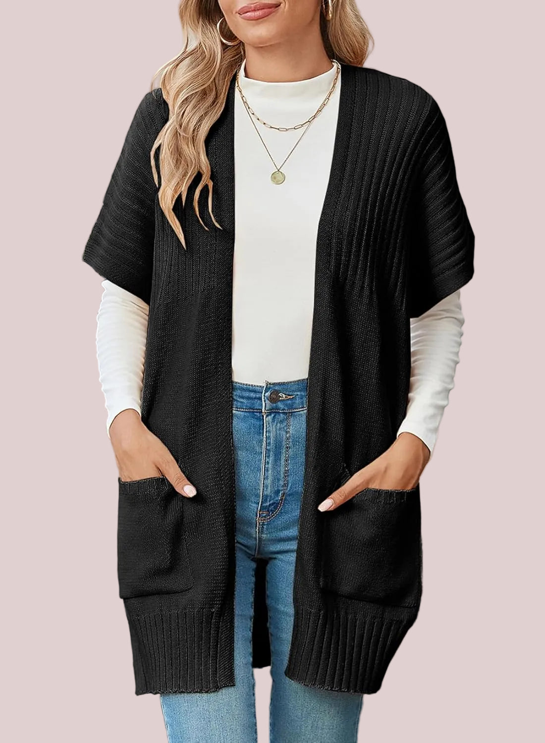 Women's Lightweight Short Sleeve Knitted Cardigan