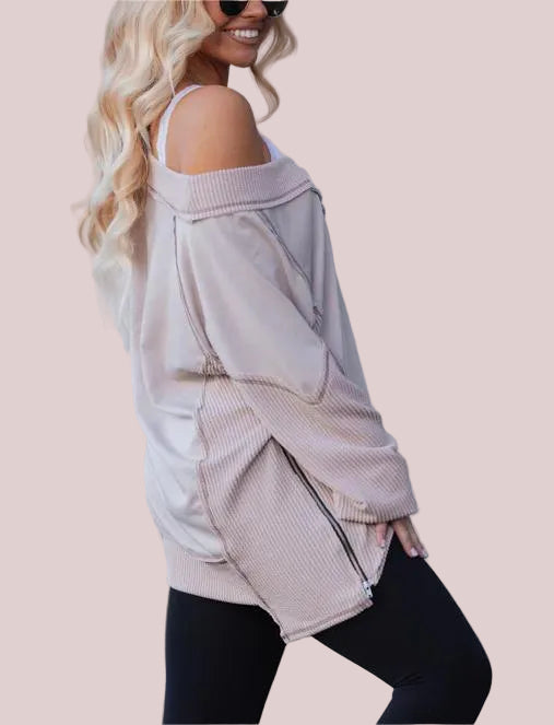 Women's V-Neck Loose Long Sleeve Top