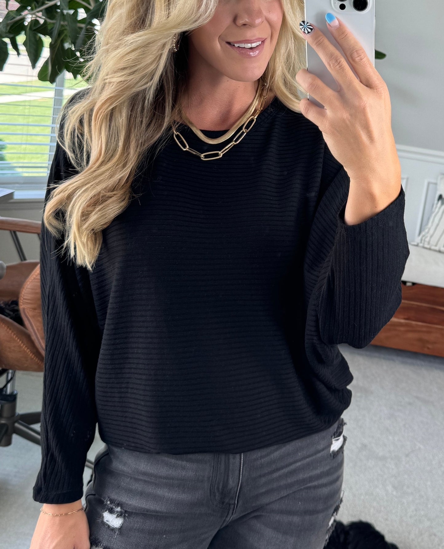 Women's Ribbed Dolman Top