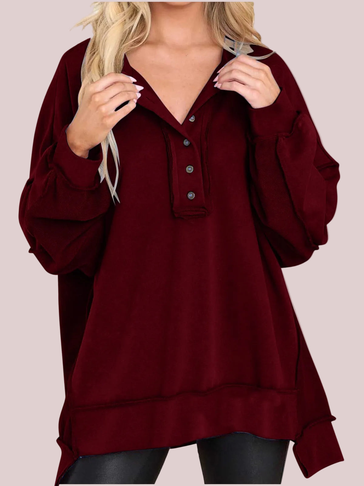 Women's Exposed Seam Henley Sweat Top