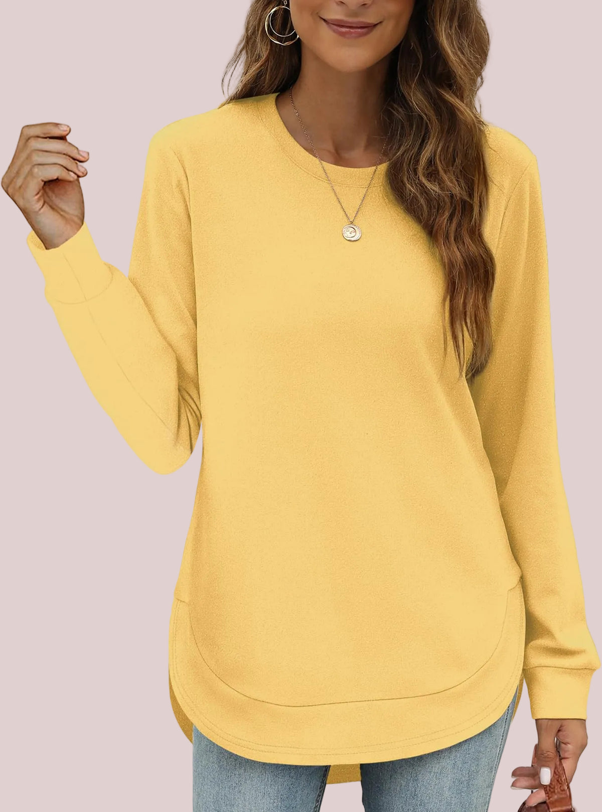 Women's High Low Curved Hem Tops