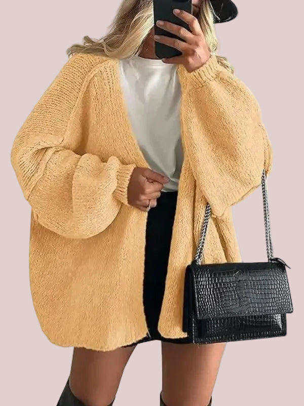 Women Oversized Open Front Knit Cardigan