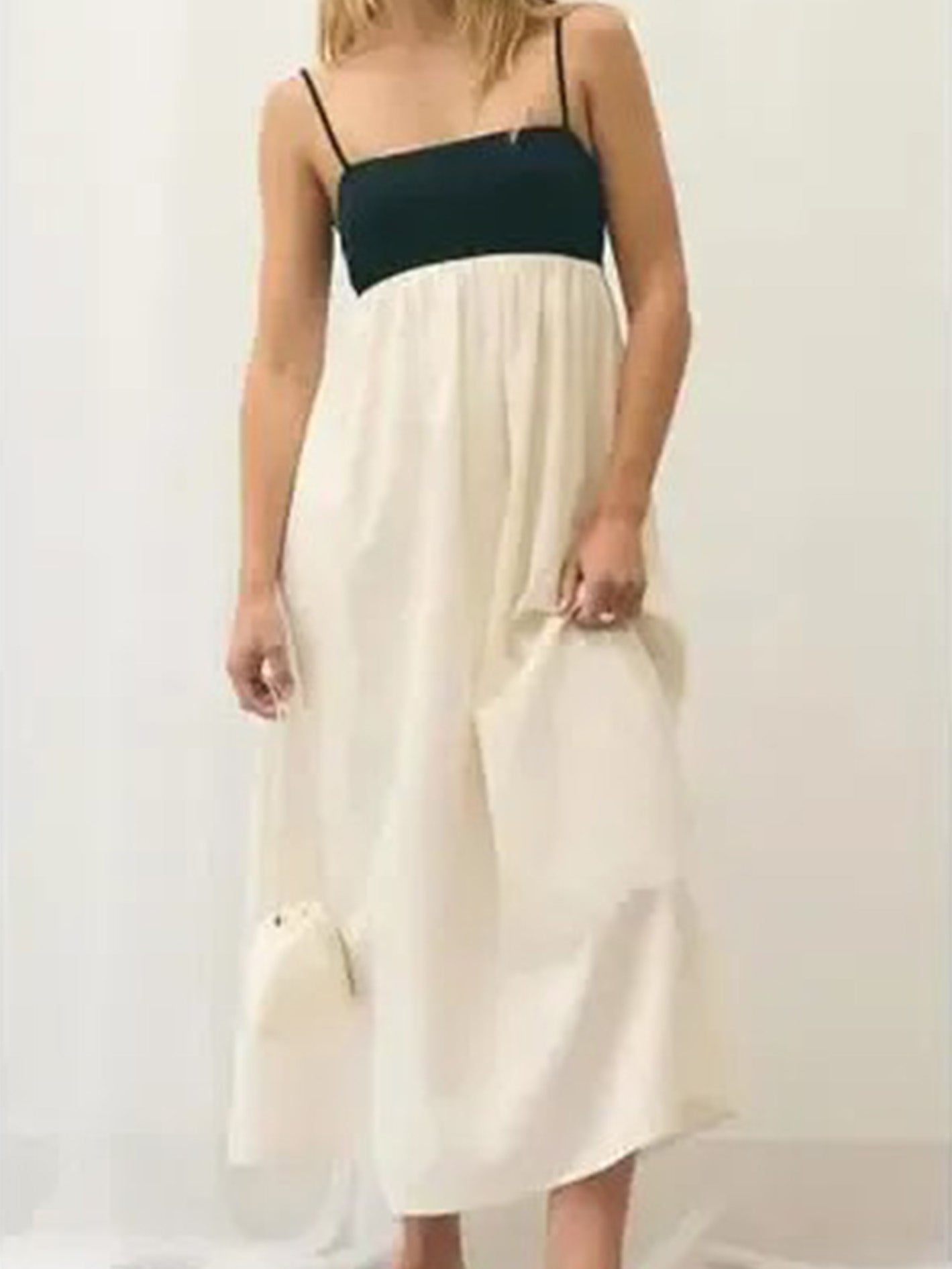 Women's Elegant Contrast Trim Cami Maxi Dress