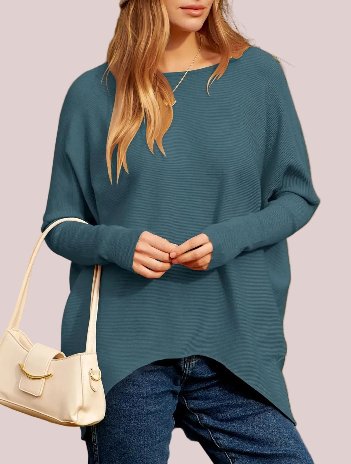 Women's Dolman Sleeve Knitted Pullover Sweater