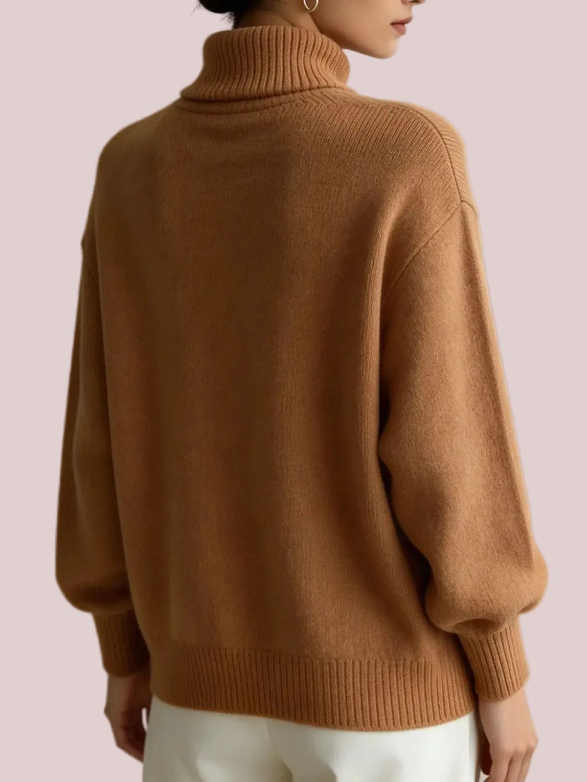Women's Minimalist Asymmetric Button Turtleneck Sweater