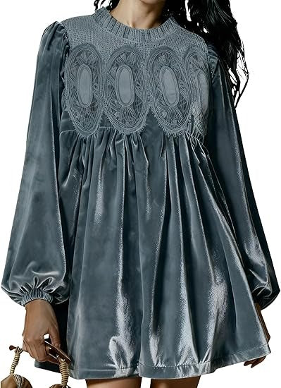 Women's Vintage Velvet Babydoll Dress