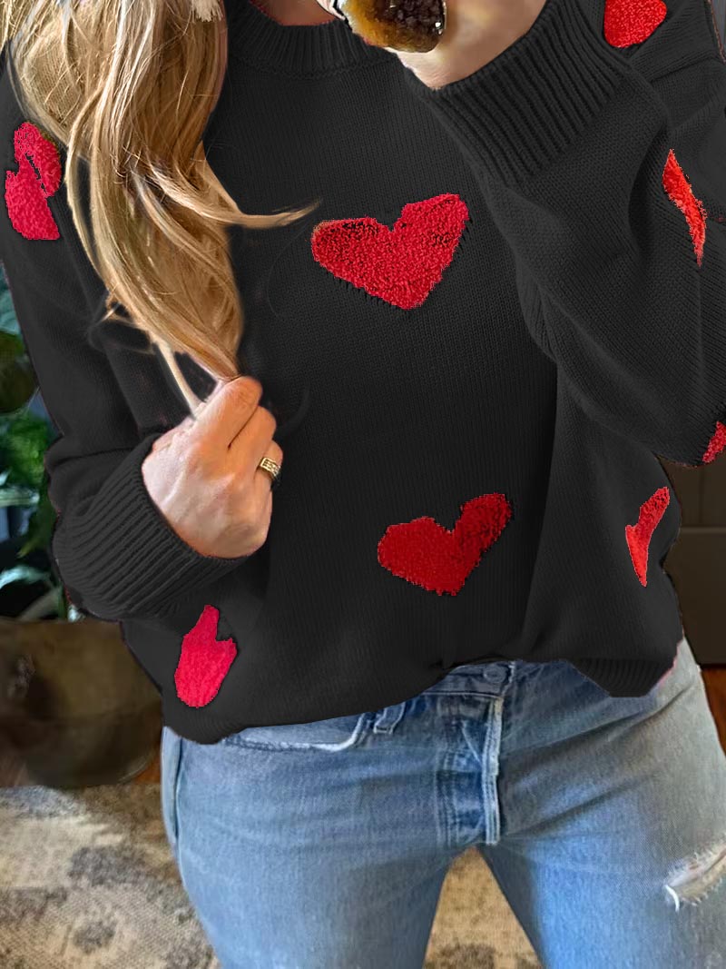 Women's Valentine Heart Print Sweater