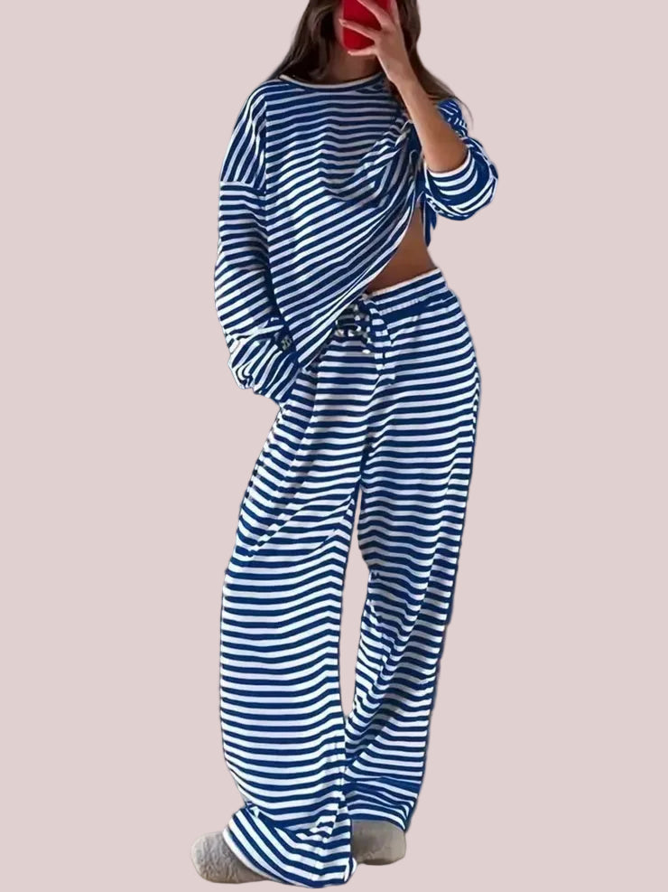 Women's Striped Casual Two-Piece Set