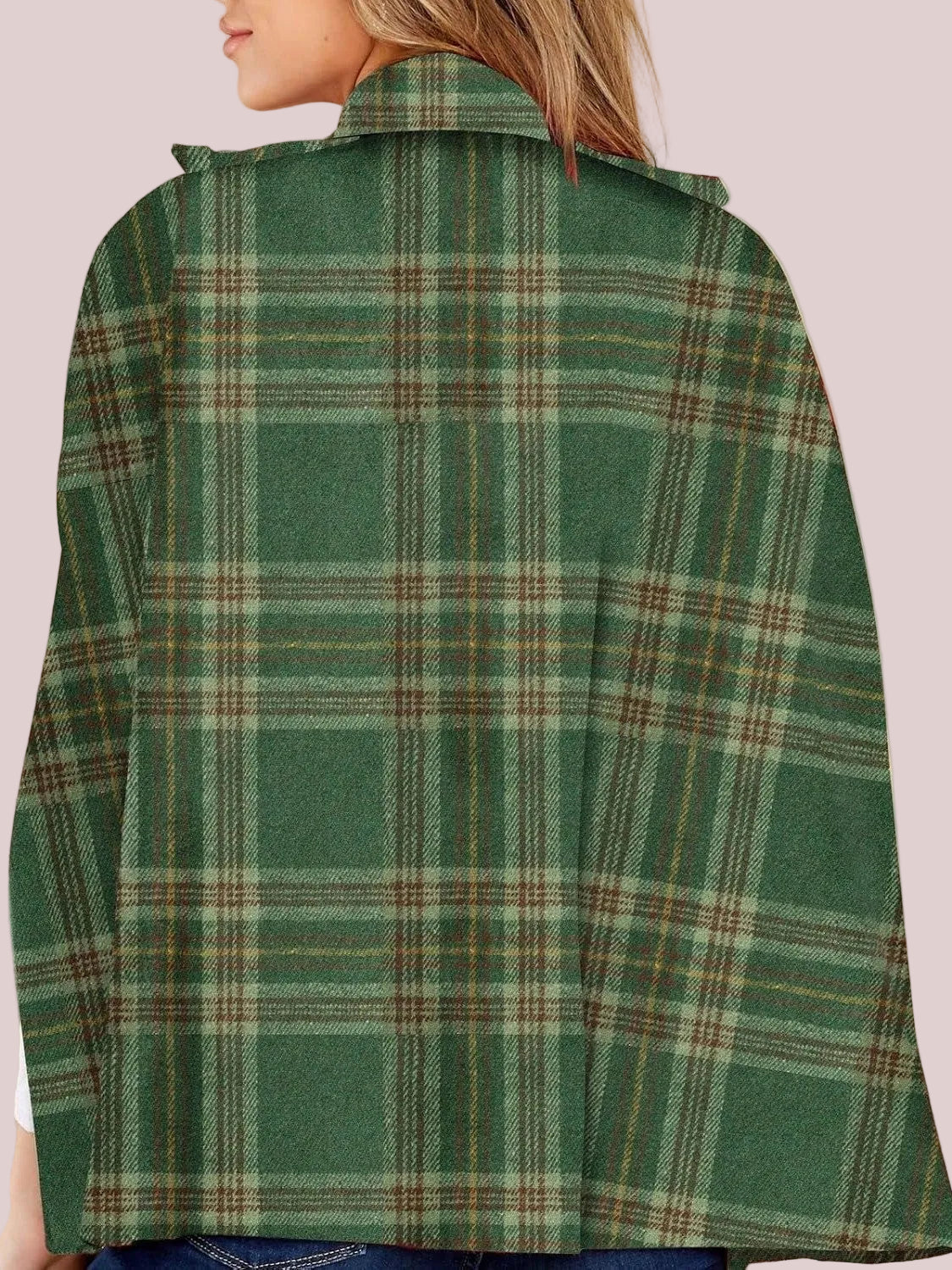 Women's Plaid Winter Cape Coat