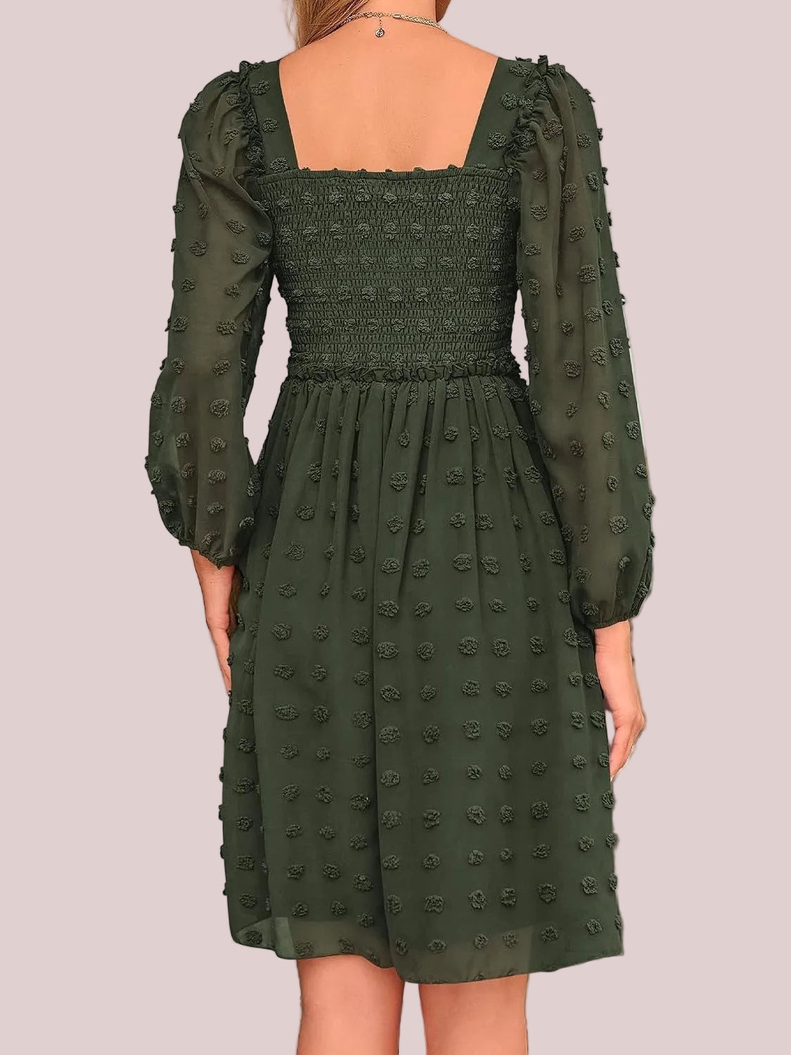 Women's Textured Pom Pom Dot Casual Fall Dress
