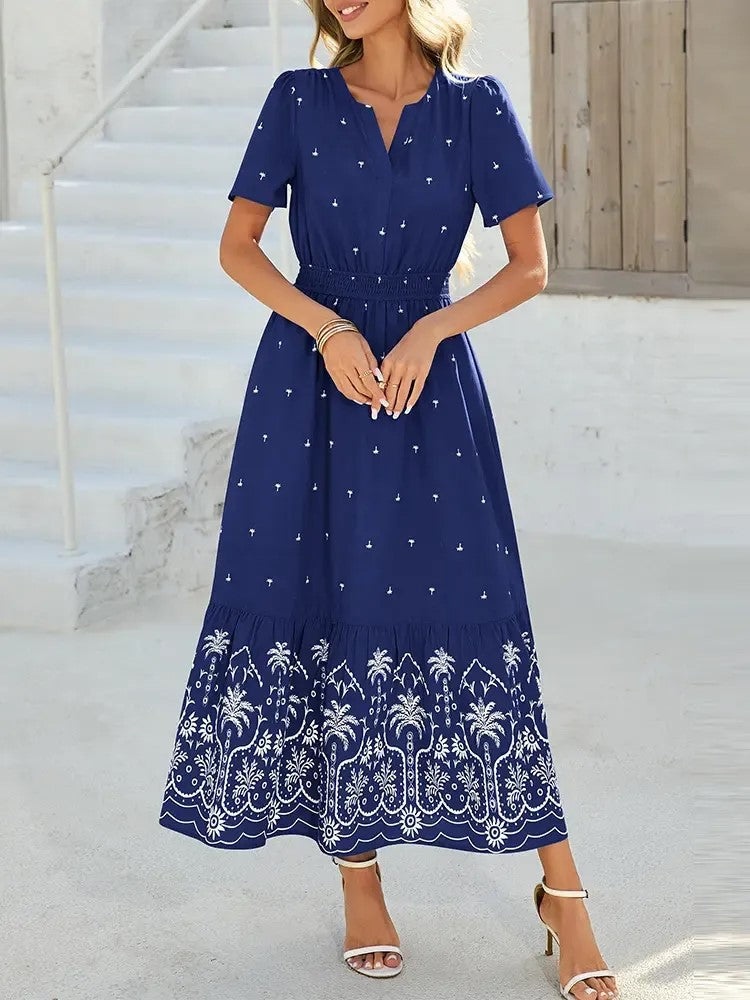 Women's Summer Boho V-Neck Maxi Dress