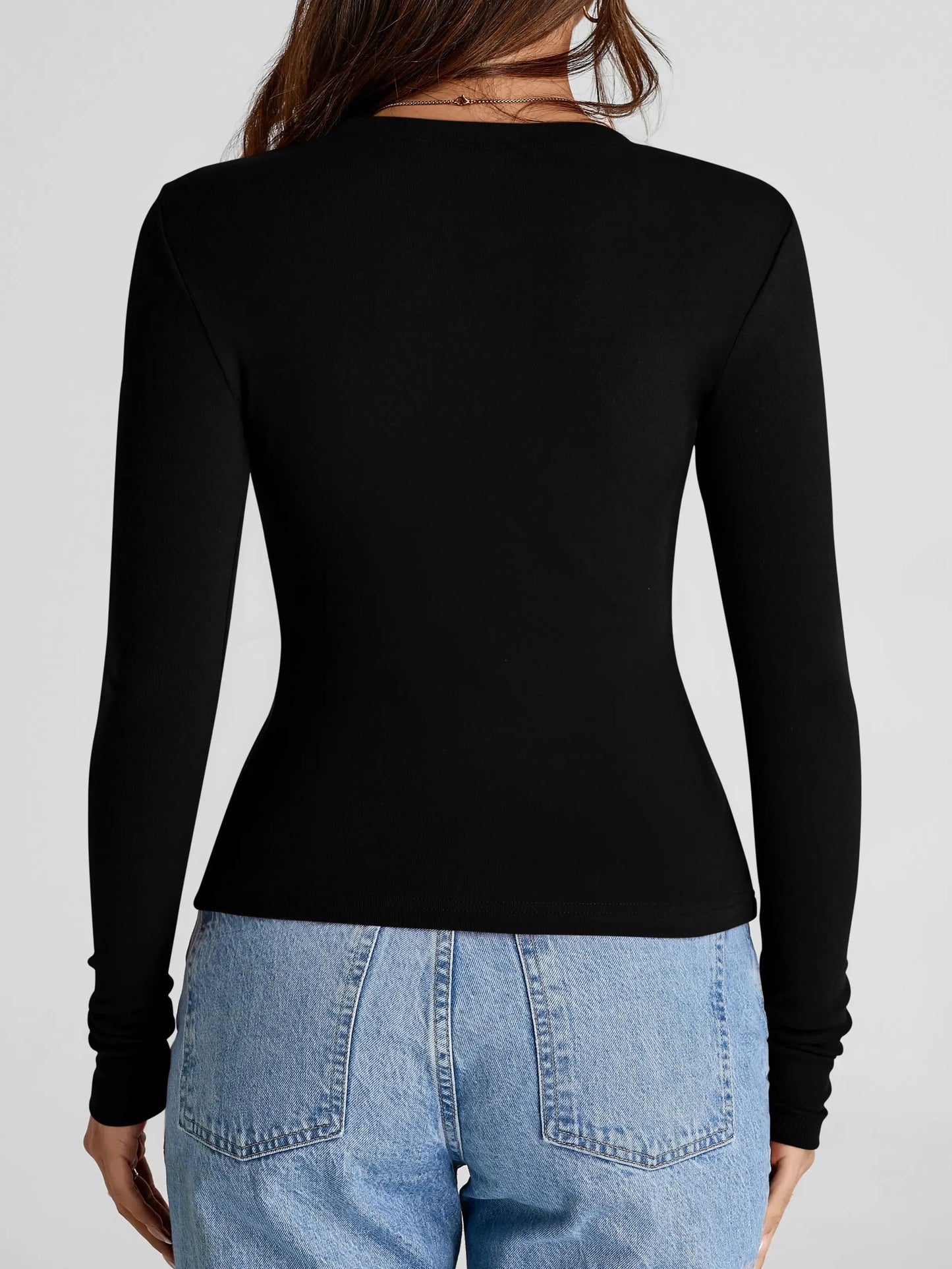 Women’s Stretchy Basic Long‑Sleeve Blouse