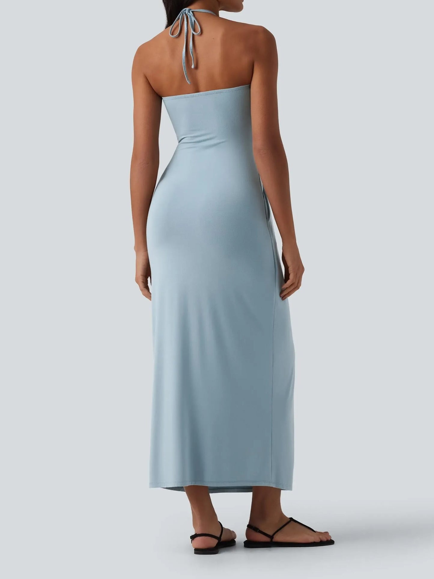 Women's Flowy Draped Halter Vacation Midi Dress