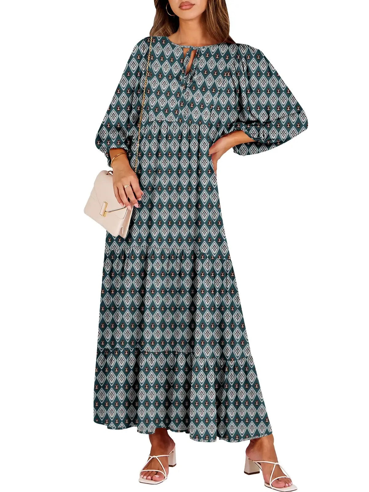 Women's Vacation Flowy Printed Maxi Dress