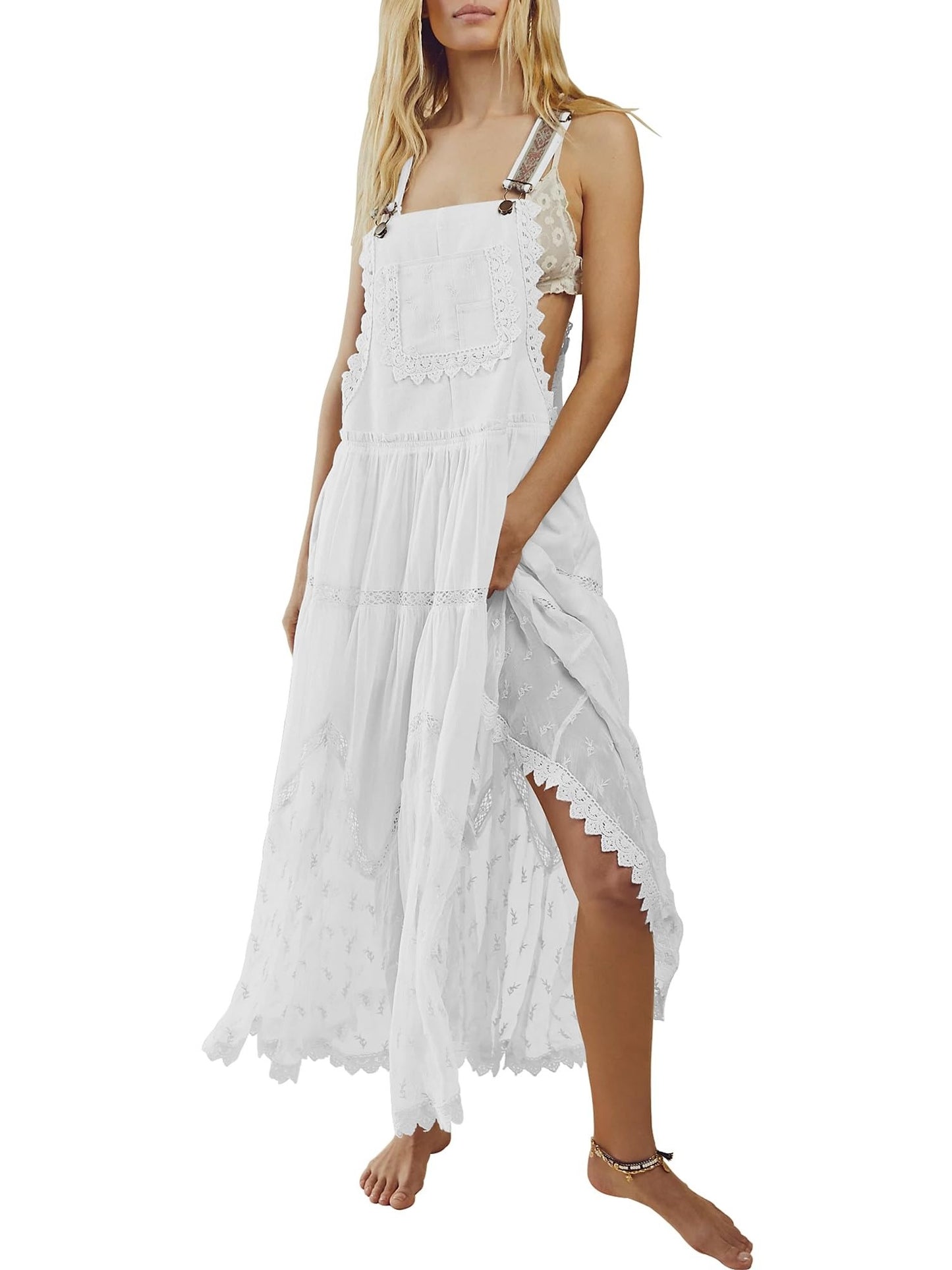Women's Boho Lace Overall Maxi Dress