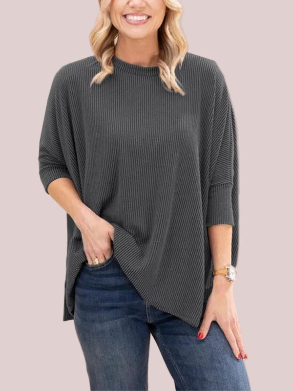 Women's Soft Ribbed 3/4 Sleeve Oversized Top