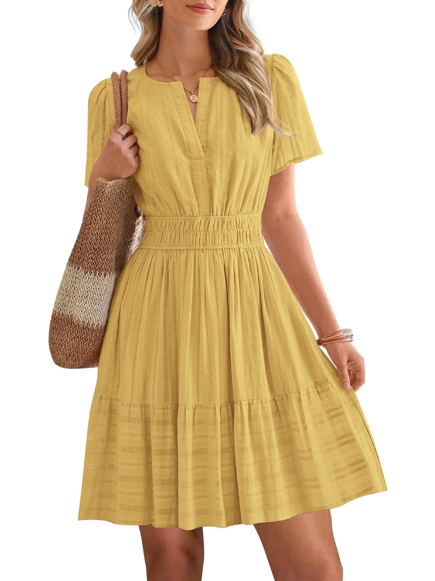 Women's V-Neck Tiered Casual Dress