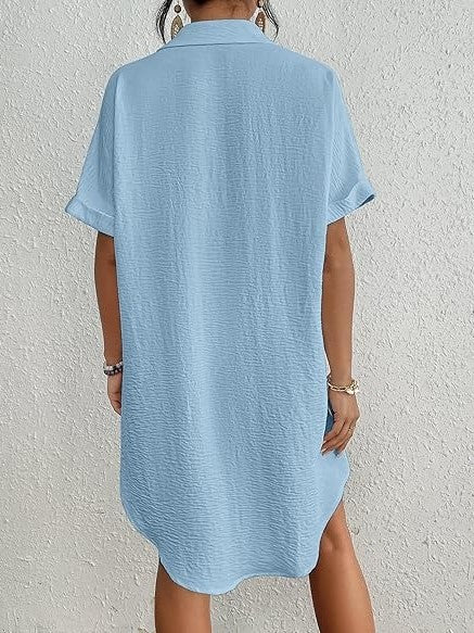 Women's Button Down Beach Cover Up Shirt Dress