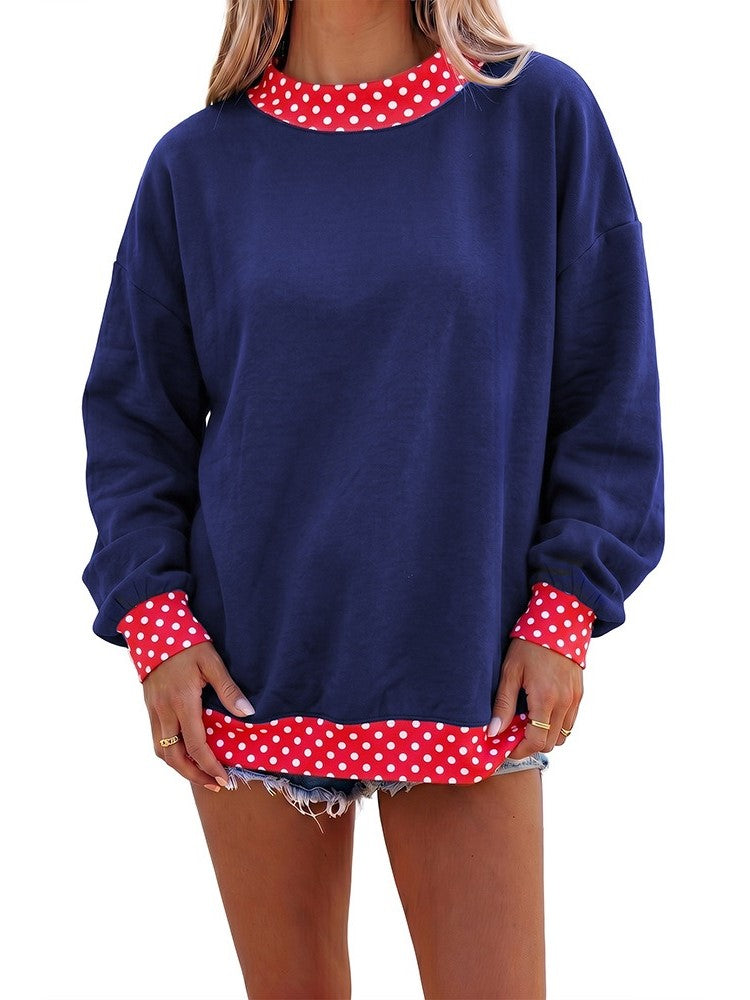 Women's Color Block Print Long Sleeve Top