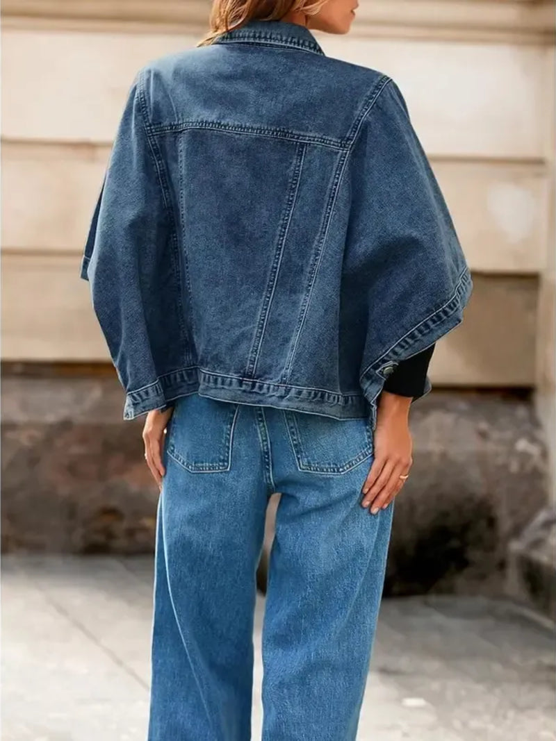 Women's Trendy Fall Cape Denim Jacket