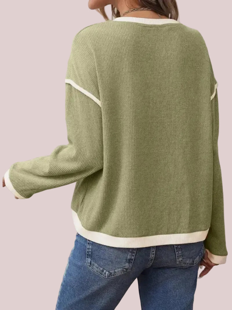 Women's Relaxed Fit Contrast Trim Blouse