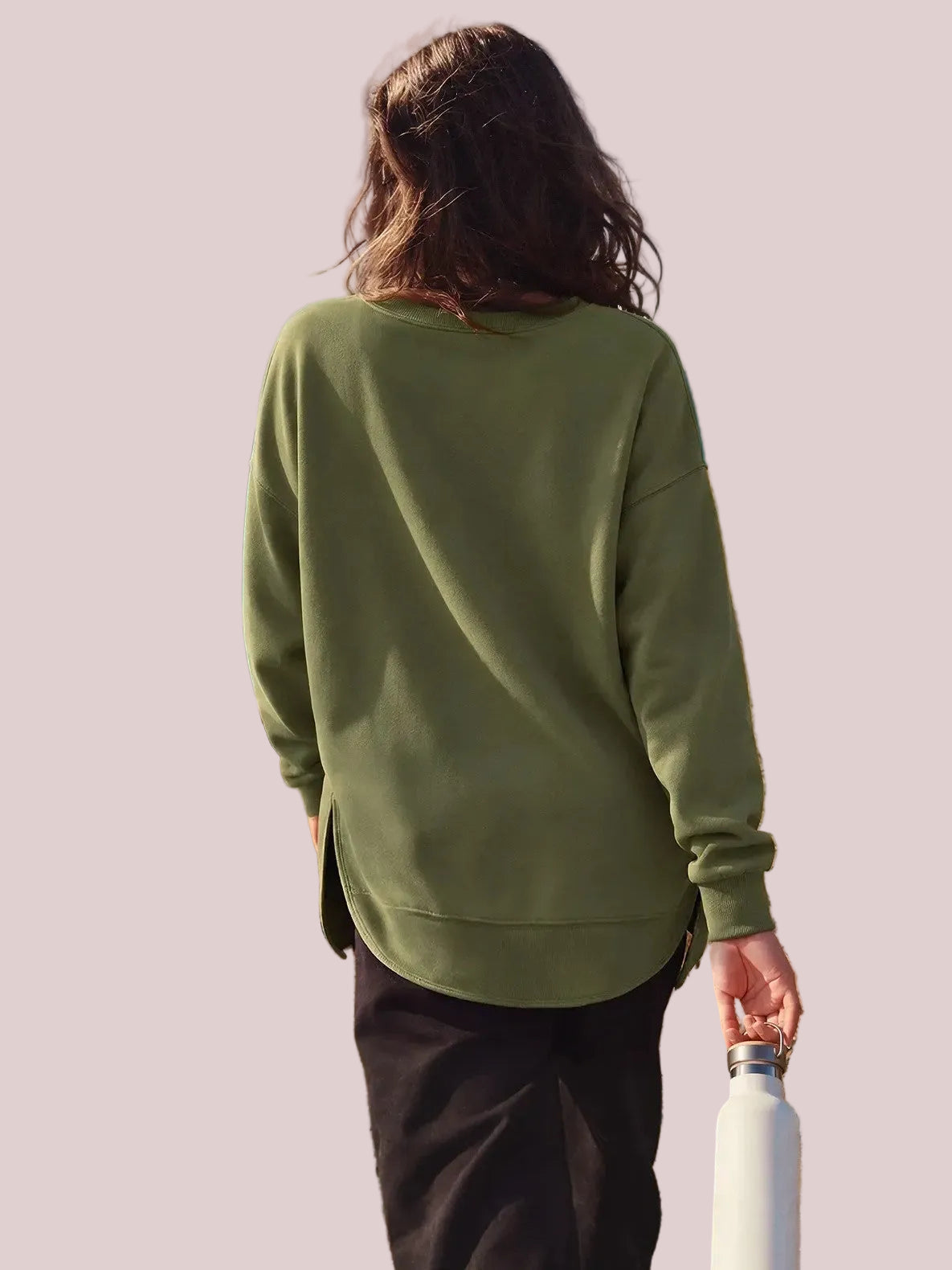 Women's Side Split Longline Crew Neck Sweatshirt