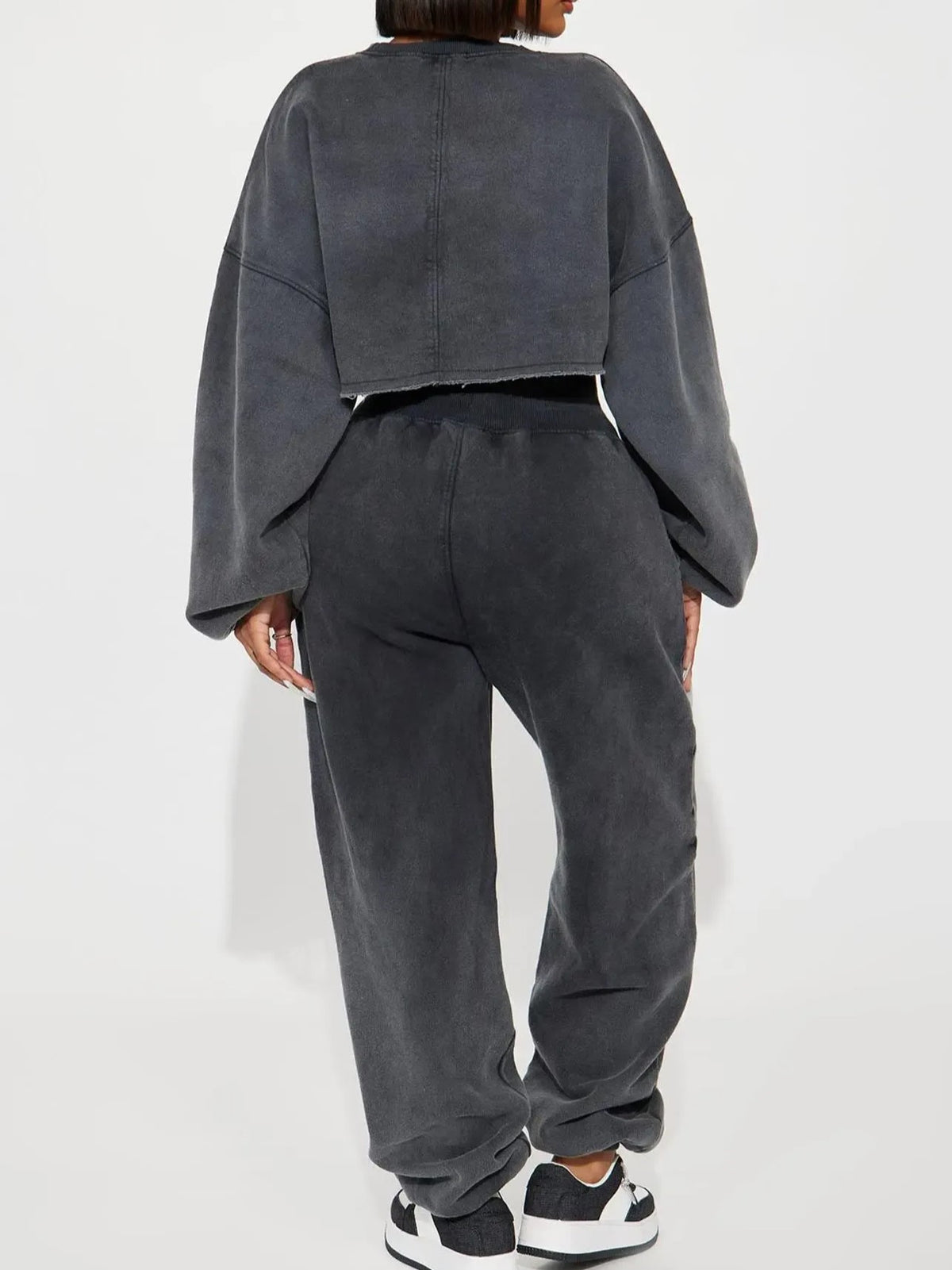 Women's Cropped Long Sleeve Sweatshirt & Jogger Pants Set