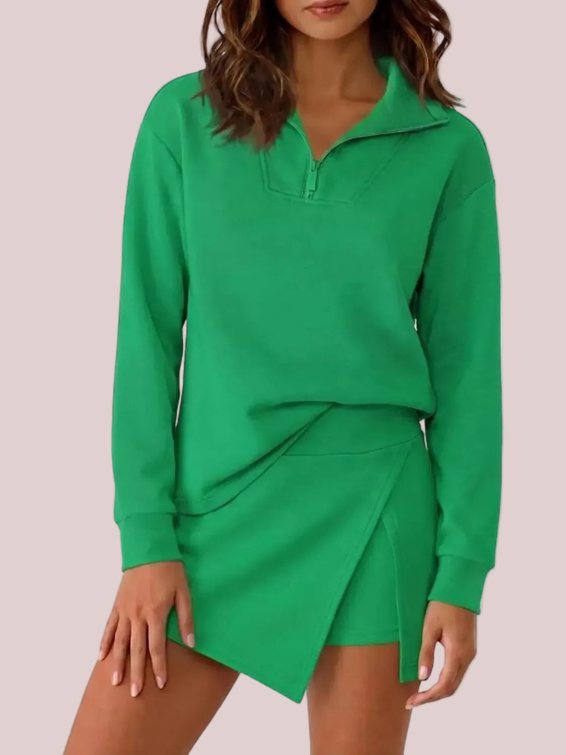 Women's Athleisure Two Piece Set with Built-in Shorts Skirt