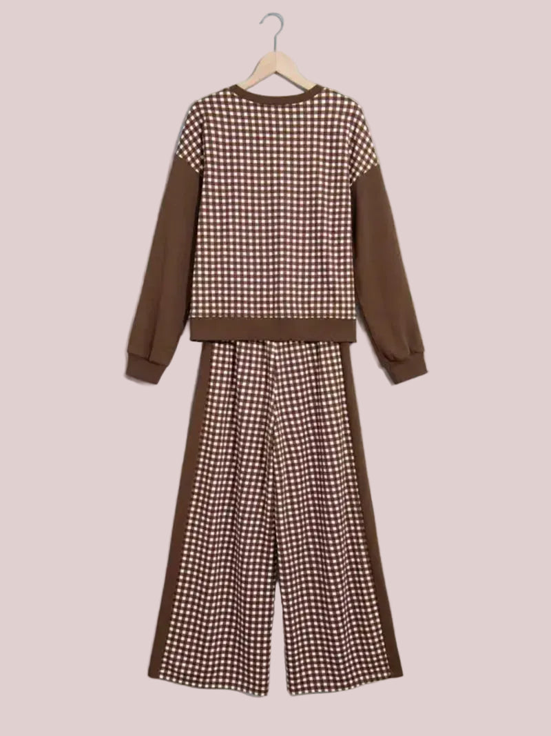 Women's Gingham Colorblock 2 Piece Loungewear Set