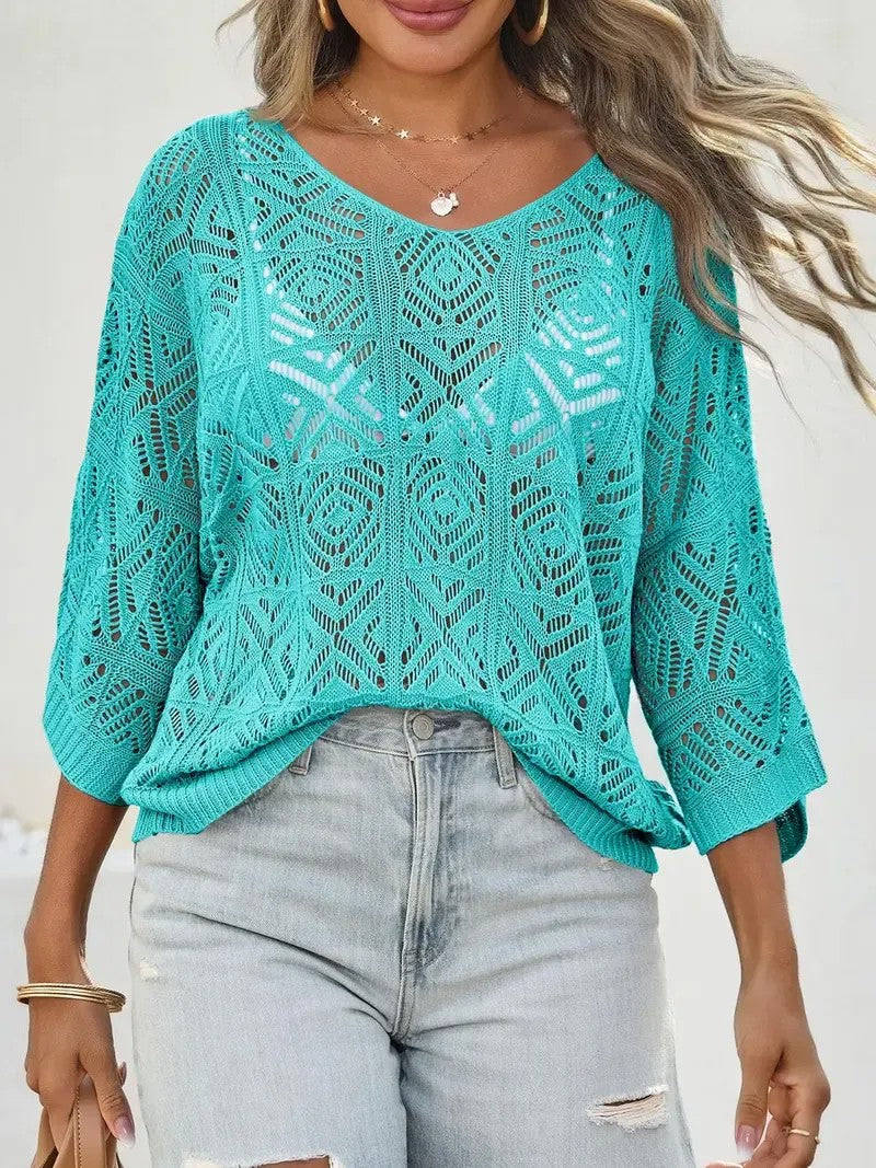 Women's Crochet Hollow Out Knit Top