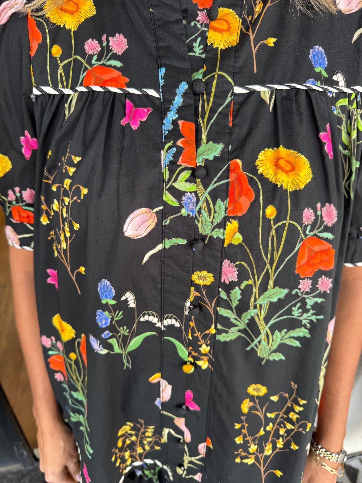 Women's Puff Sleeve Botanical Print Dress