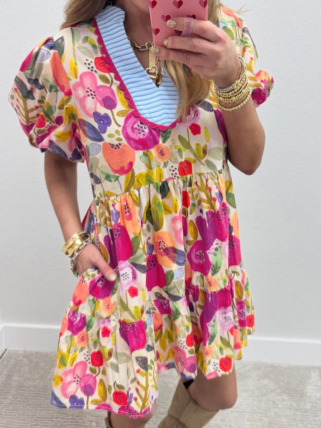 Women's Spring Summer Colorful Floral Print Dress