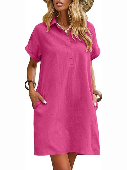 Women's Casual Summer Cotton Shirt Dress