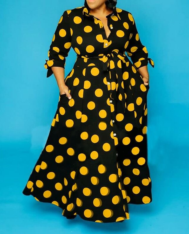 Women's Elegant Polka Dot Long Dress