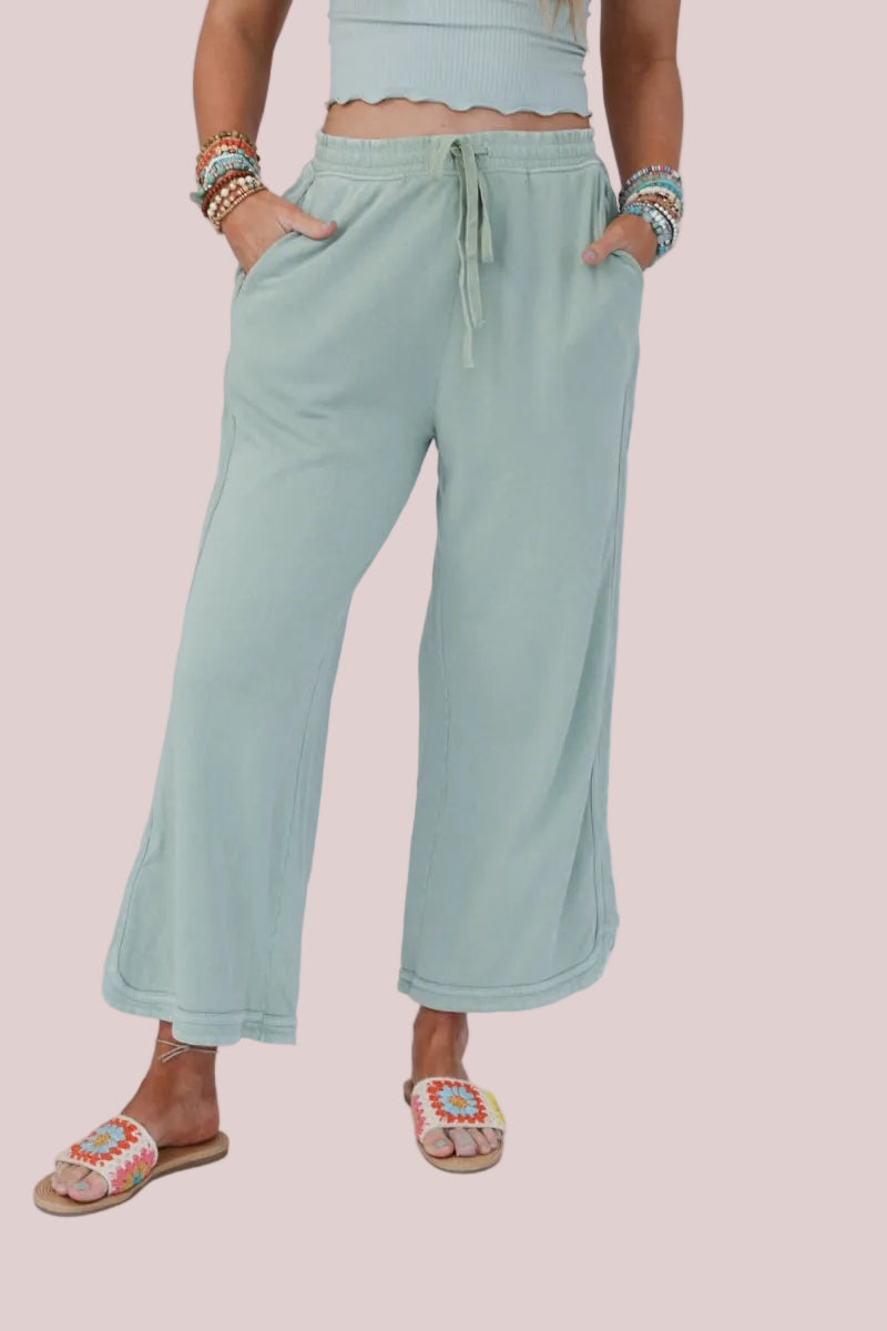 Women's Acid Washed Faded Wide Leg Pants