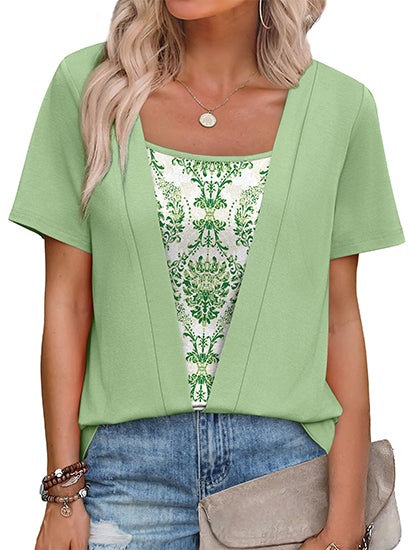 Women's 2-in-1 Square Neck Summer Blouses