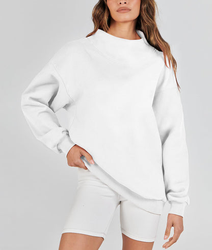 Women's Slit Mock Neck Oversized Sweatshirt